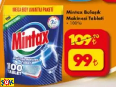 MİNTAX BULAŞIK MAKİNESİ TABLETİ 100'LÜ